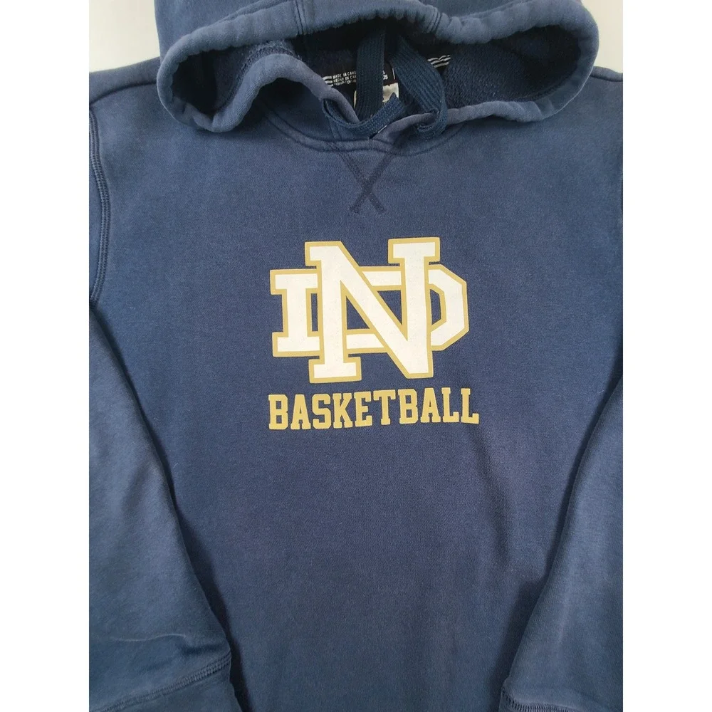 Notre Dame Fighting Irish Hoodie Mens Medium Navy Blue Adidas Basketball NCAA